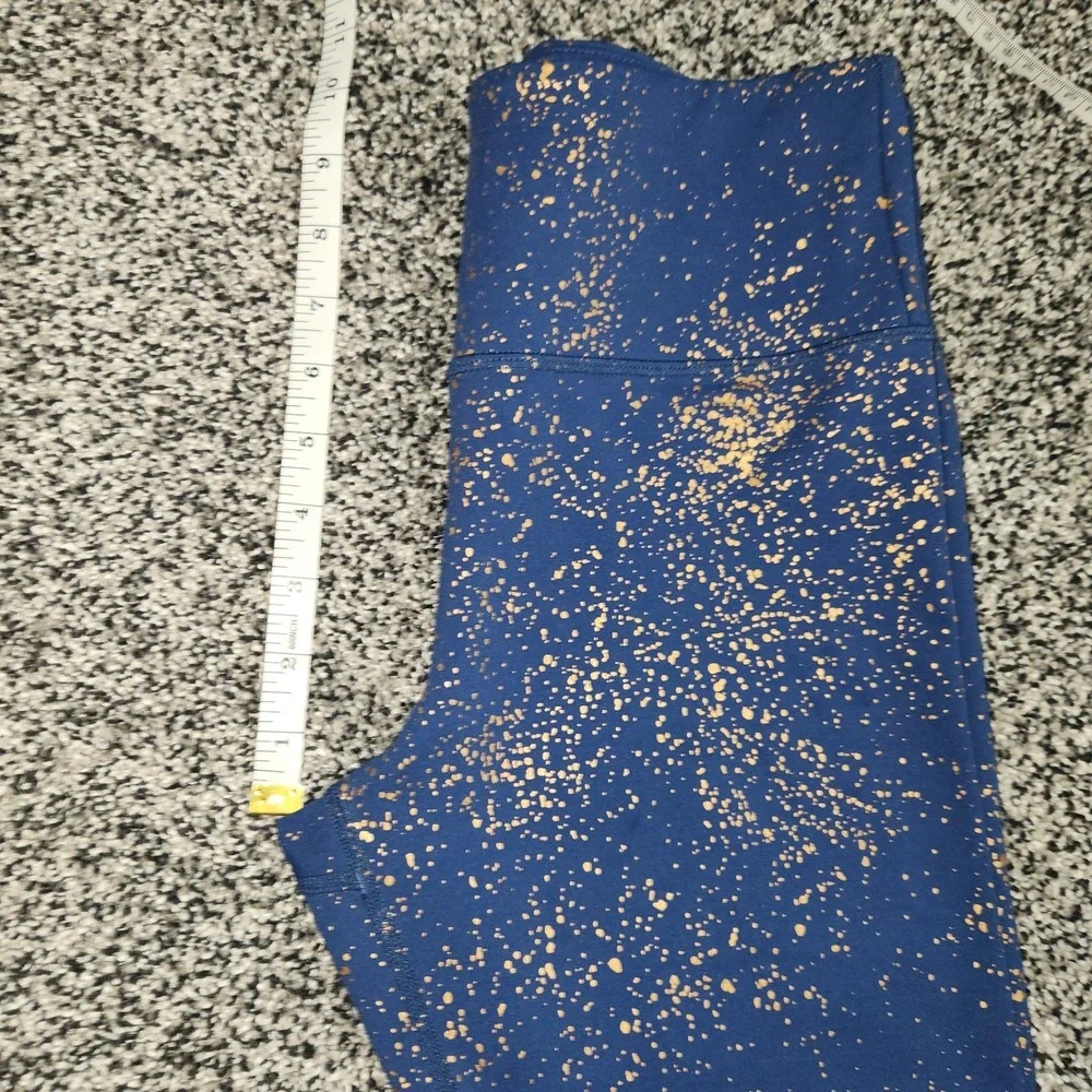 Zyia Navy Stay Gold Splatter Paint Light n Tight Hi-Rise 7/8 Leggings Women 6-8